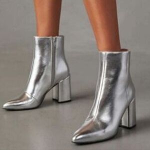 Madden NYC Silver Ankle Boots Size 7
